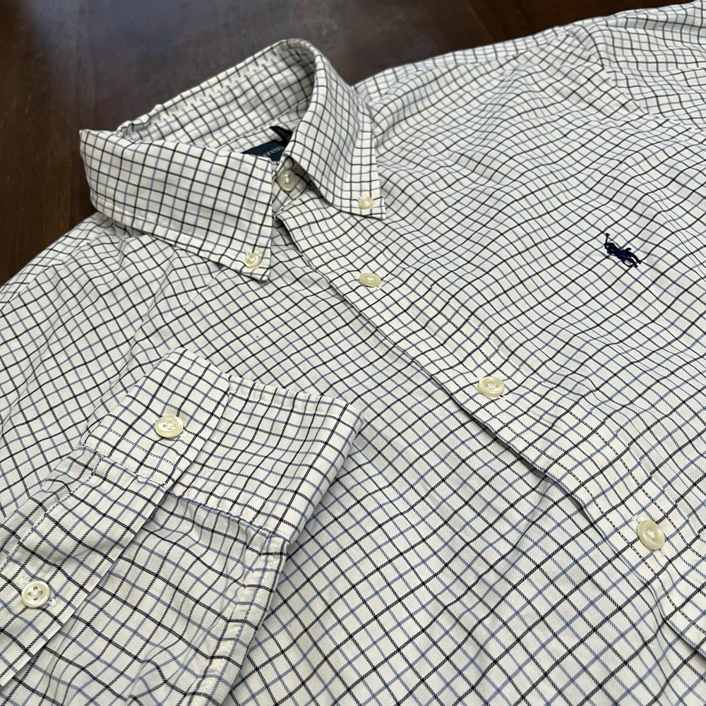 Polo Ralph Lauren Blake Button Down Shirt Mens Medium Black Blue Check OCBD